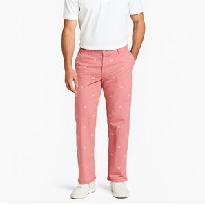 Vineyard Vines Club Pants Mens 32 X 32  Fish Bone Print pant Coral/ White